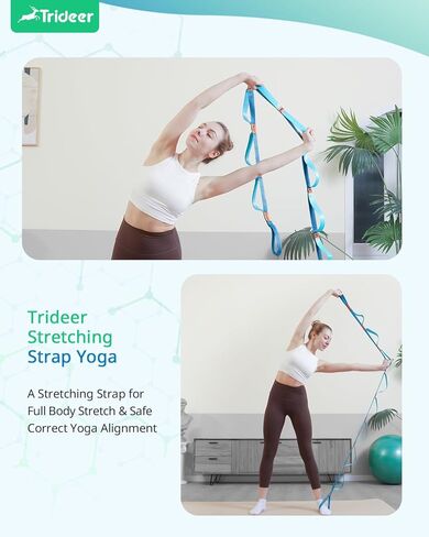 Trideer Stretching Strap with 10 Loops & Non-Elastic Yoga Strap for Stretching&Hamstring & Leg Stretch Strap for Physical Therapy, Flexibility- [Designed with Letters & Inspirational Remarks] in Kuwait