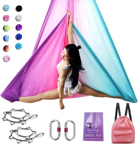 أرجوحة يوجا هوائية من الحرير الجوي مع مجموعة أرجوحة يوجا فاخرة، يوجا طائرة، رقص جوي (الطول: 5 م × العرض: 2.8 م) in Kuwait