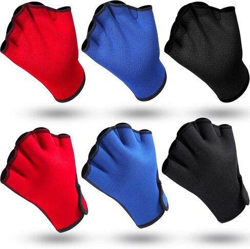 3 Pairs Aquatic Gloves Swimming Training Gloves Large Webbed Swim Gloves Fingerless Water Resistance Paddle Gloves for Men Women Diving Surfing Fitness, 3 Colors in Saudi Arabia
