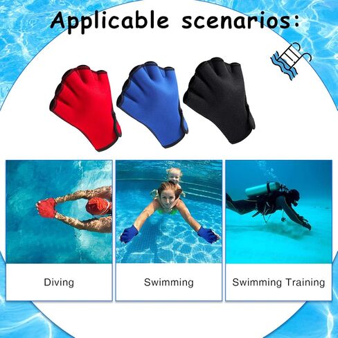 3 Pairs Aquatic Gloves Swimming Training Gloves Large Webbed Swim Gloves Fingerless Water Resistance Paddle Gloves for Men Women Diving Surfing Fitness, 3 Colors in Saudi Arabia