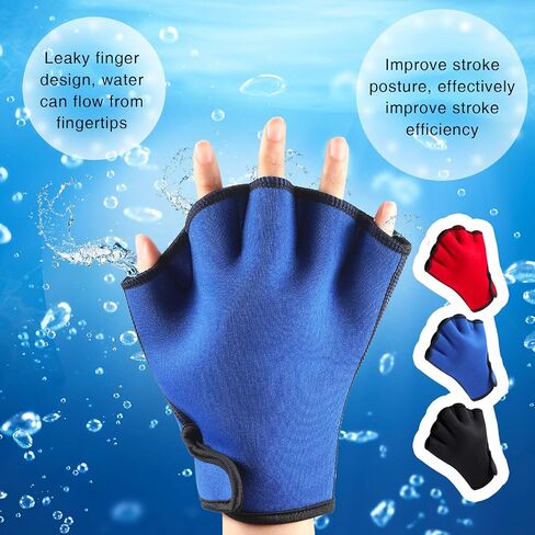 3 Pairs Aquatic Gloves Swimming Training Gloves Large Webbed Swim Gloves Fingerless Water Resistance Paddle Gloves for Men Women Diving Surfing Fitness, 3 Colors in Saudi Arabia
