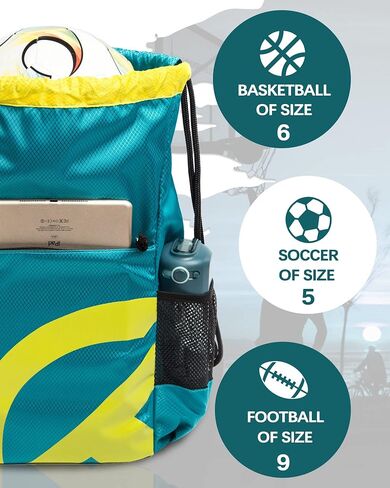 Drawstring Backpack for Men Women 15L Sport Gym Sackpack with Reflective Logo 2 Zipper Pockets 2 Water Bottle Mesh Pockets Waterproof Beach Cinch Backpack for Swim Workout Gear(RoseRed) in Saudi Arabia