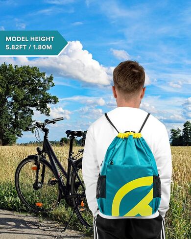 Drawstring Backpack for Men Women 15L Sport Gym Sackpack with Reflective Logo 2 Zipper Pockets 2 Water Bottle Mesh Pockets Waterproof Beach Cinch Backpack for Swim Workout Gear(RoseRed) in Saudi Arabia