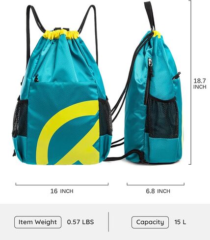 Drawstring Backpack for Men Women 15L Sport Gym Sackpack with Reflective Logo 2 Zipper Pockets 2 Water Bottle Mesh Pockets Waterproof Beach Cinch Backpack for Swim Workout Gear(RoseRed) in Saudi Arabia