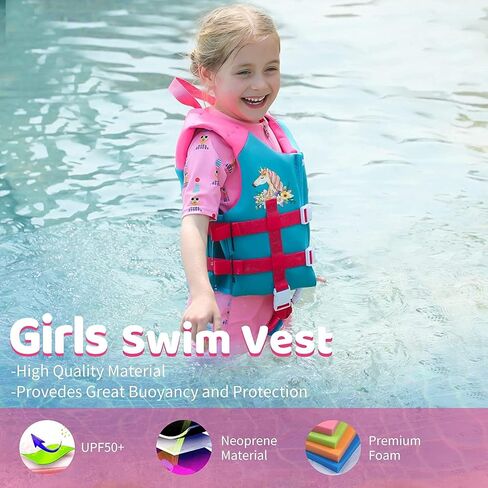 سترة سباحة للأطفال الصغار من Gogokids، سترة عائمة للأطفال بوزن 20-30-40-50 رطلًا للفتيات والفتيان، عوامات سباحة مع حزام أمان قابل للتعديل، للأطفال من عمر 2-9 سنوات in Kuwait