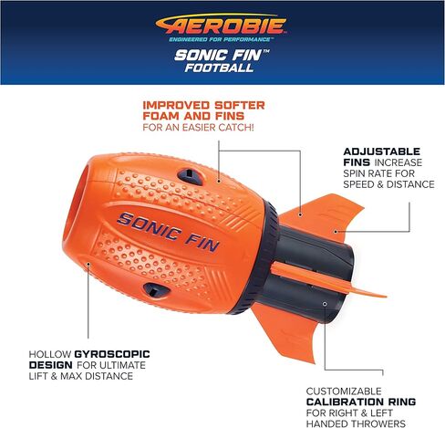 كرة القدم Aerobie Sonic Fin Football، لعبة كرة القدم الإسفنجية Russel Wilson الديناميكية الهوائية، ألعاب خارجية للأطفال والكبار من سن 8 سنوات فما فوق in Kuwait