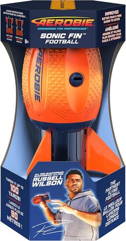 كرة القدم Aerobie Sonic Fin Football، لعبة كرة القدم الإسفنجية Russel Wilson الديناميكية الهوائية، ألعاب خارجية للأطفال والكبار من سن 8 سنوات فما فوق in Kuwait