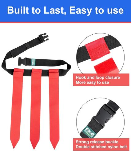 Hilhook Flag Football Belts, 10 Sets / 20 Sets of Adjustable Flag Football Set with Flags for Kids Youth and Adults Training in Saudi Arabia