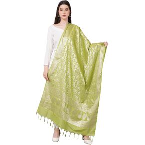 Banarasi Dupatta with Light Gold Zari Work/Women's Indian Wear Shawl/Scarf/Wrap
