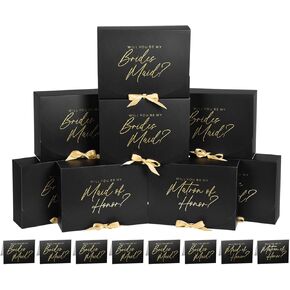 8Pack Bridesmaid Proposal Box with 8Pack Bridesmaid Cards, Matron of Honor Proposal Gift Box, Maid of Honor Box, Will You be My Bridesmaid Box for Bridesmaids Gifts (White)