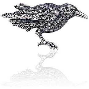 Sterling Silver Pin Pagan Raven Brooch Design Branded Gift Box 1.02''