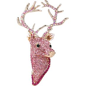 EVER FAITH Reindeer Austrian Crystal Brooch Pin