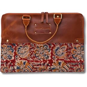 Handcrafted Laptop Bag/Sleeve/Case for Women | Made From Leather With Handblock Fabric - Ideal For 13 Inch Devices