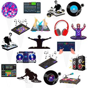 DJ Party Cupcake Toppers DJ Birthday Party Decorations 48PCS Disco DJ Cupcake Picks Hip Hop Music Cake Decorations for Rock DJ Lover Party Supplies