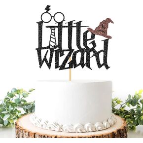 Little Wizard Cake Topper, Magic Theme Baby Shower/Gender Reveal Party Decoration, Harry 1st Birthday Party Cake Decor for Boys, Welcome Baby Muggle Party Supplies