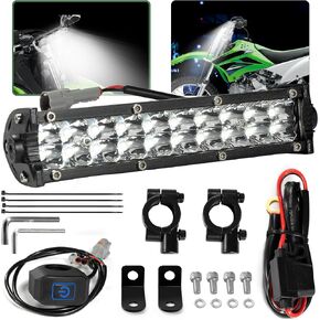 Dirt Bike Light Bar Universal for Most 7/8" Handlebar Motorcycle, Fits for CRF110 KLX110 TTR110 YZF450 RM85, 7-Inch 60W 6000-6500K Clear Headlight, Plug and Play
