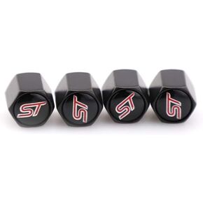 ST Logo Car Tire Valve Caps Anti-Theft Wheel Tires Tire Stem Air Cap Airtight Covers (Black)