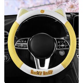Cartoon car Steering Wheel Cover Round D Type/Flat Bottom Steering Wheel Cover OD 38cm/15 inch(Green)