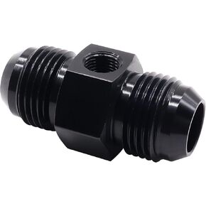6AN Male to 6 AN Male Straight Flare Fitting with 1/8 NPT Pressure Temperature Side Port, Fuel Line Pipe Gauge Sensor Adapter Hose Union Coupler