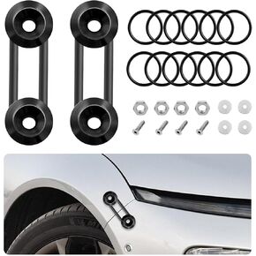 Bumper Quick Release, Front Rear Bumper Fasteners Quick Release Kit, 4 Quick Release Tabs with 12 O-Ring Fastener, 4 Washers and 4 Screws Compatible with Universal Car Bumper (Black)