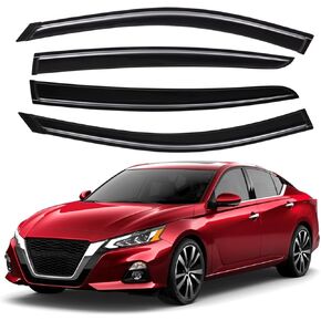 Lightronic WV94205 Outside-Mount Side Window Deflectors & Visors Vent Rain Guards, Dark Smoke, 4-Pieces Set, Fits 2019-2024 Nissan Altima