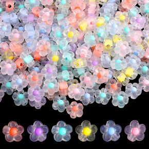 200 Pieces Flower Beads for Bracelets, Mix Candy Colors Flower Bead Transparent Bead Charms for Jewelry Making Acrylic Flower Beads for DIY Jewelry Craft Making, Necklace Bracelet Supplies(Clear)