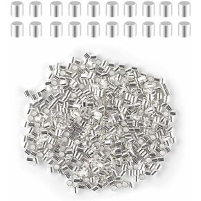 500 Pieces Tube Crimp Beads for Jewelry Making 2MM Crimping Beads for DIY Necklace Earring Bracelet Crimp Stopper Silver Tube Crimp End Brass Crimp Tube Spacer Tiny Loose Crimp Tube Bead (Silver)