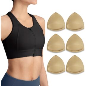 Removable Bra Pads Inserts for Sports Bra with a little Push Up Pack of 3 pairs