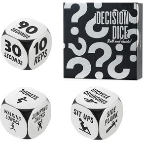 INNObeta 3Pcs Fitness Dice, Funny Decision Dice for Workout, Gifts for Men and Women on Christmas and Birthday, Stainless Steel Dice