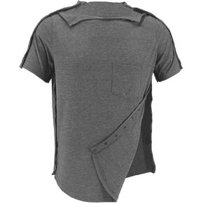 Men's Shoulder Surgery Recovery Shirts-Post Shoulder Surgery of Short Sleeves with Hidden Snap Buttons on Sides