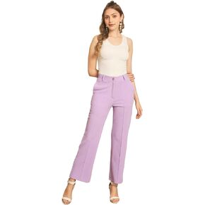 Women’s Regular Fit Comfort Solid Purple Trousers – Versatile Office & Casual Wear Pants