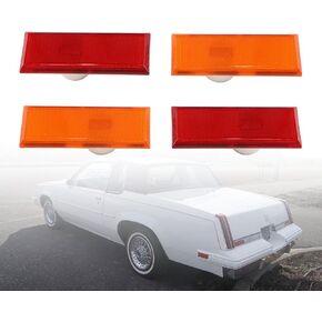 telfair 4Pcs Marker Light Lens Set for Front Fender & Rear Quarter Side Compatible with 1981-1988 Cutlass Calais Salon Supreme 442 - Amber & Red