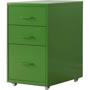 Iron file cabinet under desk storage cabinet drawer roller file cabinet removable file cabinet(Size:28cm*41cm*48cm,Color:dark green)