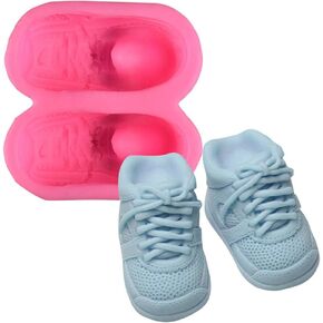 3D Cute Baby Shoes Silicone Cake Molds Gum Paste Chocolate Clay Candy Mold Fondant Decorating Tools Baking Moulds for for, Pink