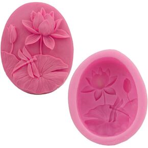 Cute 3D Lotus Pond Leaf Dragonfly Manual Soap Dye Cake Model Baking Silicone Mold Women Baking Round Decor