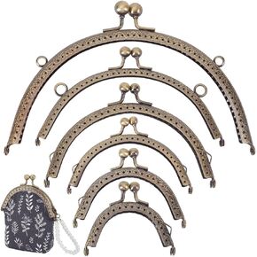 PH PandaHall 6pcs 6 Sizes Metal Purse Frames Bag Kiss Clasp Lock Purse Frame Bag Handle Antique Bronze Arch Shape Coin Bag Clasp Purse Frame Kiss Clasp for DIY Bag Handle Sewing Craft, 2.72-8.27 Inch