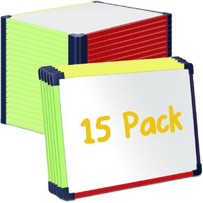 Tinlade 15 Pack Colored Frame Magnetic White Boards Bulk 12 x 8 Inch Small Magnetic Dry Erase Board Mini Individual Magnet Lap Whiteboard Set for Students Classroom School Home Learning Drawing