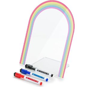 Mr. Pen- Clear Acrylic Board with Stand, 11.8" x 8.9", 3 Markers, Rainbow Theme, Acrylic Board for Desk, Clear Acrylic Dry Erase Board with Stand, Clear Dry Erase Board for Desk