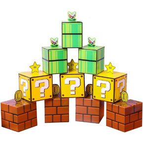 SUYEPER Super Theme Water Pipe Question Brick Treat Boxes Snack Goody Cardboard Bag Birthday Party Favors Decorations Gift Wrap Boxes (24PCS)