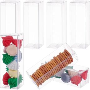 BENECREAT 20PCS Clear Wedding Favour Boxes 4x2x2inch Rectangle PVC Transparent Gift Boxes for Candy Chocolate Valentine