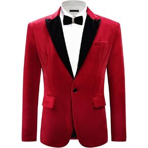 Lars Amadeus Velvet Tuxedo for Men's One Button Velour Blazer Peak Lapel Suit Jacket for Wedding