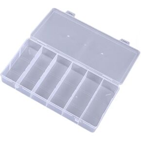 2Pcs Clear Visible Plastic Storage Box- Rectangular Storage Box, Suitable For Beads, Screws Hardware Accessories Organizer Box Art DIY, Crafts, Jewelry, Fishing Tackle, With Label Stickers (24Grids )
