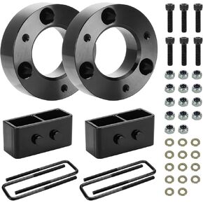 3" Front & 2" Rear Leveling Lift Kits Compatible with Ford F150 2004-2020, 3 inch Forged Strut Spacers + 2 inch Rear Lift Blocks with Extended U Bolts