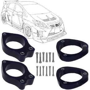 Complete Levelling/Lift Kit 40mm /1.6" Spacers for Front & Rear Stuts, made in very High-grade Polyurethane PU - fits Matrix, Corolla, Avensis, Prius, Primeo, Voltz Year 2002-2019