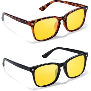 LVIOE 2 Pack Night Vision Glasses for Driving Women Men Yellow Glasses for Night Driving Anti Glare Polarized N8082