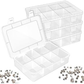 4 Pack Transparent Storage Box, 8 Grids Bead Organizers and Storage, Tackle Box Organizer, Plastic Organizer Box for Jewelry and Small Parts in Kuwait