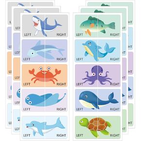 60Pcs Kids Shoe Labels Cute Right Left Sole Animal Children Boys Girls Shoes Stickers for Children's Day Birthday Baby Party Gift Early Learning Decals
