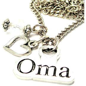 Oma Heart and Crystal 18" Necklace