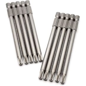 10PCS 3"/75mm T27 Torx Head Screwdriver Bit Set, 1/4 Inch Hex Shank with Quick Release Slot,S2 Steel Magnetic Security Tamper Proof Star 6 Point Screw Driver Kit Tools