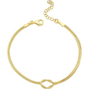 14K Gold Vermeil Knot Bracelet, Friendship Bracelet, Love Knot Bracelet, Snake Chain Bracelet, Infinity Bracelet, Birthday Gift for Her